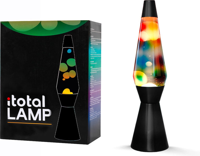 Afbeelding laden in galerijviewer, I-total lavalamp - lava lamp - sfeerlamp - 40x11 cm - glas aluminium - 30w - transparant met gekleurde lava - zwart - xl2340