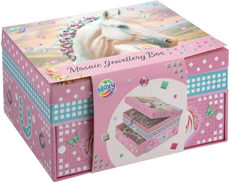 Laden Sie das Bild in Galerie -Viewer, Moxy paarden juwelendoos mozaiek versieren - knutselset sieradendoosje - creatief speelgoed meisjes vanaf 3 jaar - cadeautip