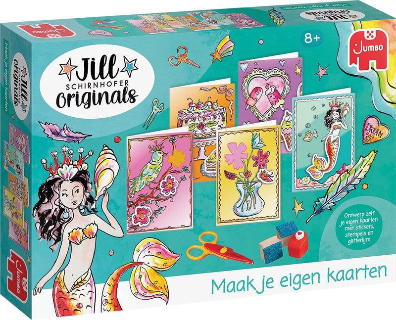 Afbeelding laden in galerijviewer, Jumbo - jill schirnhofer - maak je eigen kaarten - knutselset - knutselpakket kaarten 8 jaar