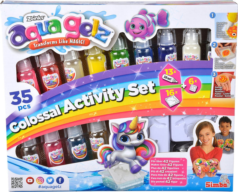 Afbeelding laden in galerijviewer, Simba aqua gelz colossal set, 13 flesjes kleurgel, elk 30ml, 16 mallen, 6x additief, vanaf 8 jaar - hobbypakket