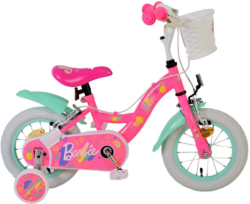 Afbeelding laden in galerijviewer, Volare barbie kinderfiets - meisjes - 12 inch - roze - twee handremmen