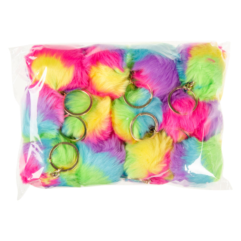 Load image into Gallery viewer, Duckiez fluffy sleutelhanger regenboog bal, 12st.