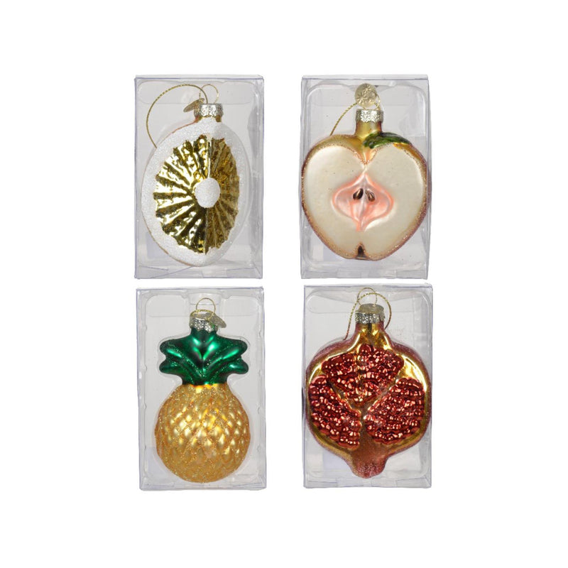 Laden Sie das Bild in Galerie -Viewer, Decoris kersthanger fruit glas ananas granaatappel appel peer 5x7cm