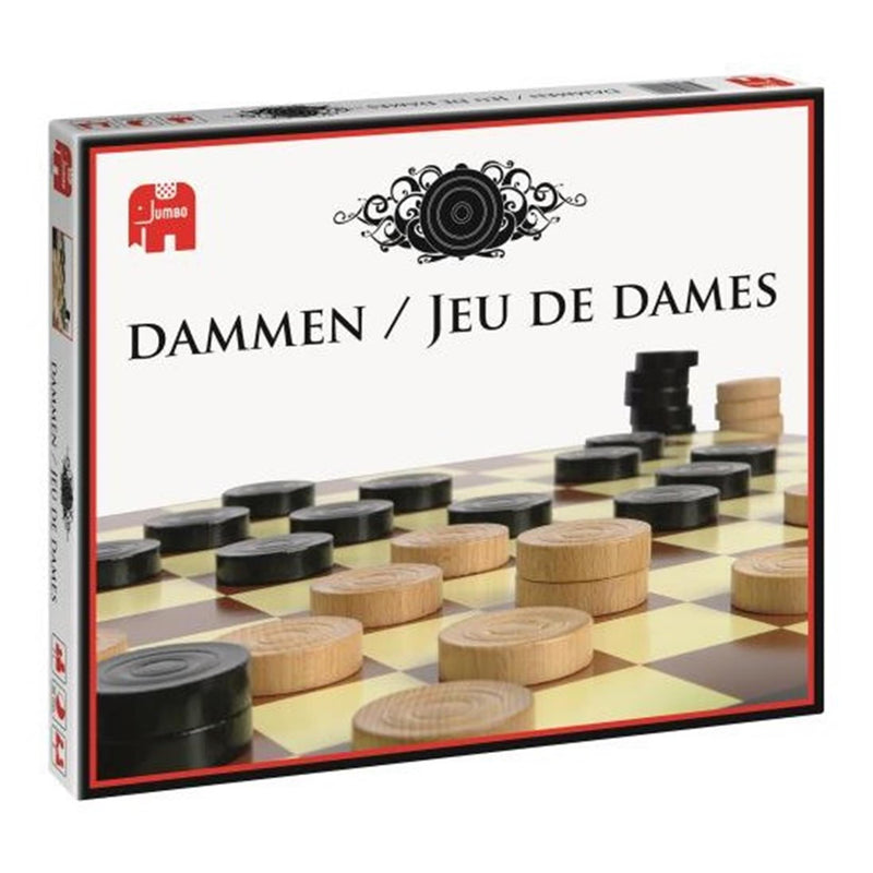Afbeelding laden in galerijviewer, Jumbo dammen 1 kartonnen dambord met 40 houten schijven