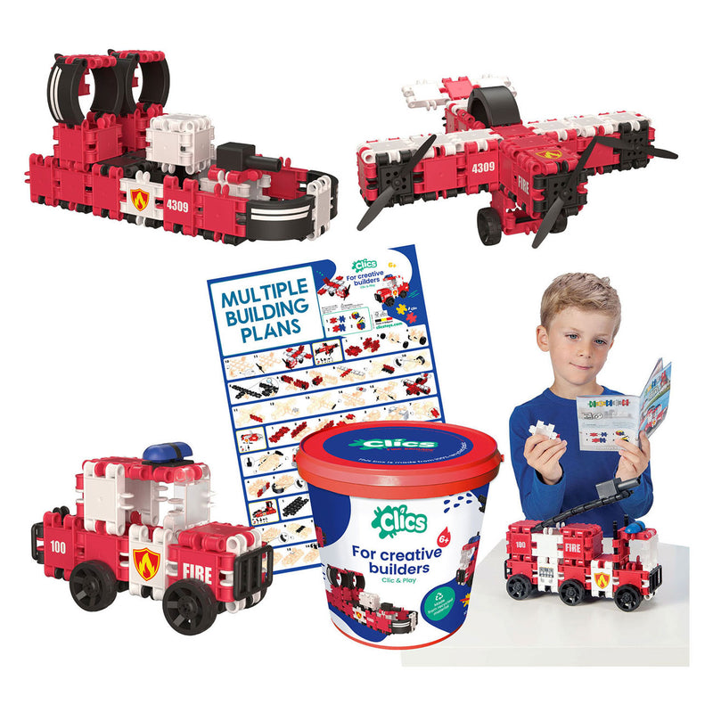 ギャラリービューアに画像をロードする, Clics brandweer 8-in-1 bouwblokken– duurzaam speelgoed gemaakt van gerecycleerde kunststof- bouwset 8 in 1 - speelgoed 4,5,6,7,8 jaar jongens en meisjes- educatief speelgoed- montessori speelgoed- constructie speelgoed