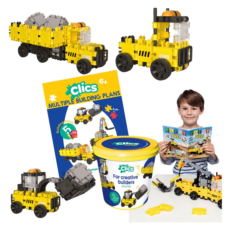 Afbeelding laden in galerijviewer, Clics builders 5-in-1 bouwblokken– duurzaam speelgoed gemaakt van gerecycleerde kunststof- bouwset 5 in 1 - speelgoed 4,5,6,7,8 jaar jongens en meisjes- educatief speelgoed- montessori speelgoed- constructie speelgoed