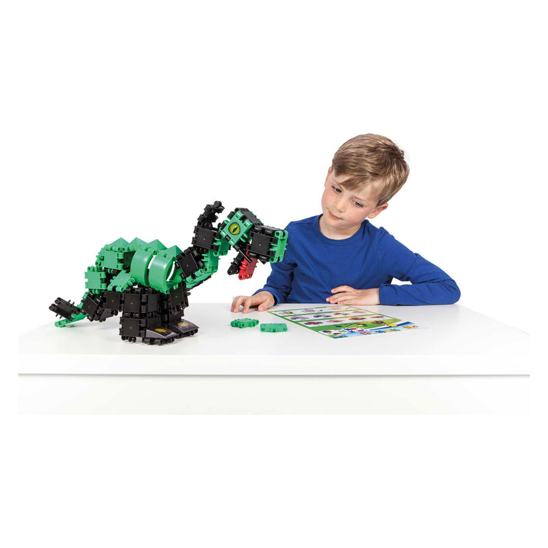 Afbeelding laden in galerijviewer, Clics dino world 6-in-1 bouwblokken– duurzaam speelgoed gemaakt van gerecycleerde kunststof- bouwset 6 in 1 - speelgoed 4,5,6,7,8 jaar jongens en meisjes- educatief speelgoed- montessori speelgoed- constructie speelgoed