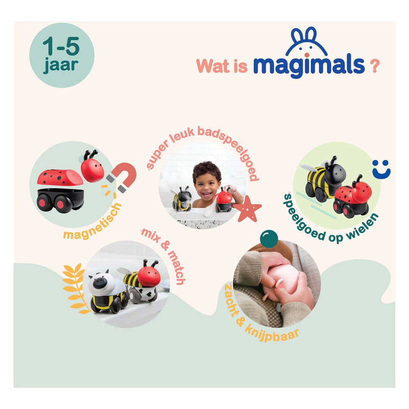 Afbeelding laden in galerijviewer, Magimals wheely insects box-interactieve magnetische dieren op wielen (6 stuks). leuk en creatief speelgoed, perfect voor in bad of onderweg!