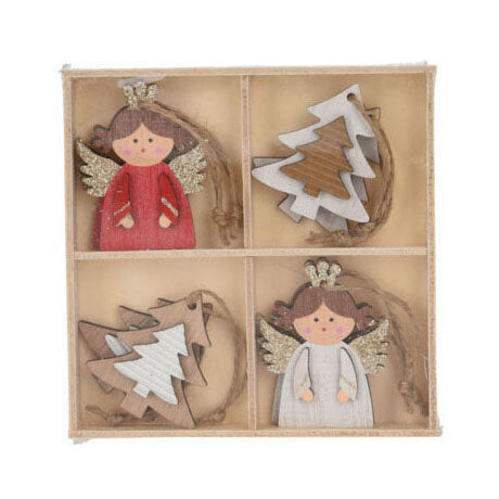Cargue la imagen en el visor de la galería, Houten kerstboomhangers, 8st.