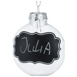 Load image into Gallery viewer, Transparante kerstballen met krijtlabels, 4st.