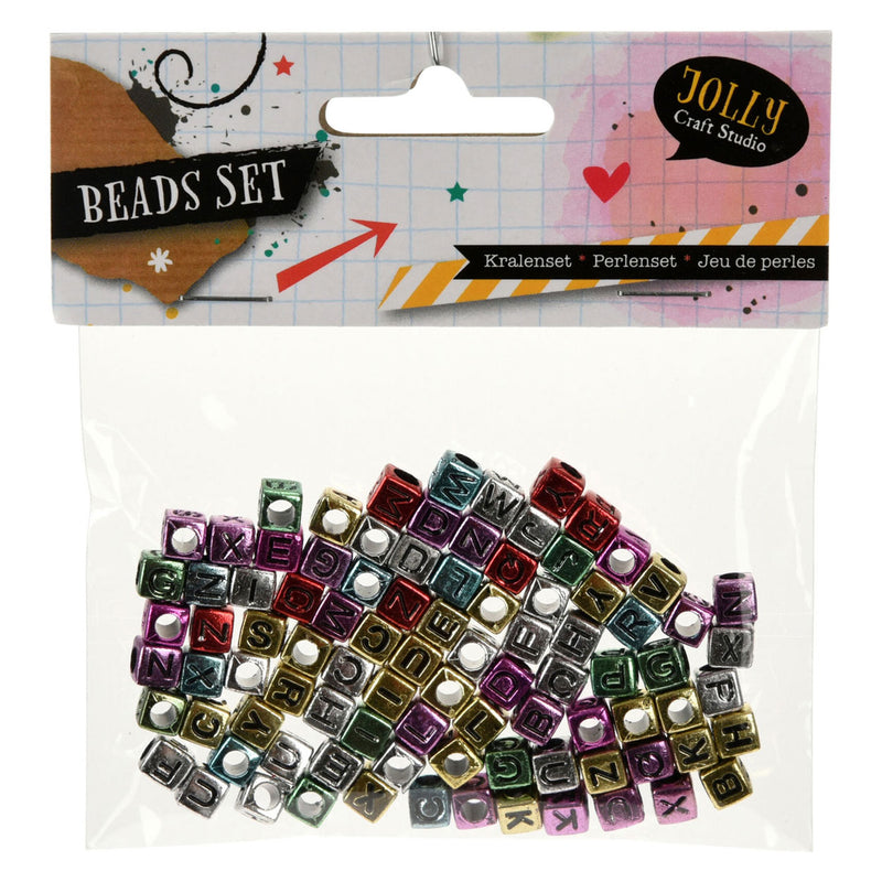 Afbeelding laden in galerijviewer, Kralenset metallic letters, 15 gram per zak