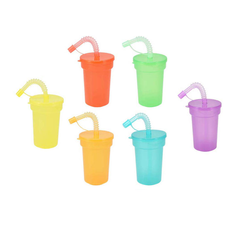 Laden Sie das Bild in Galerie -Viewer, Gekleurde drinkbekers met rietje, 6st.