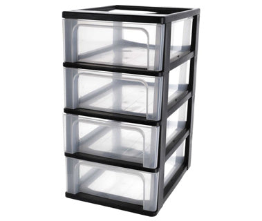 Afbeelding laden in galerijviewer, Iris organizer chest ladesysteem - 4 lades - 4 x7l - kunststof - zwart transparant