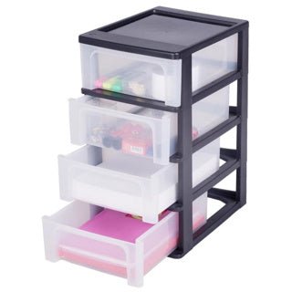Afbeelding laden in galerijviewer, Iris organizer chest ladesysteem - 4 lades - 4 x7l - kunststof - zwart transparant