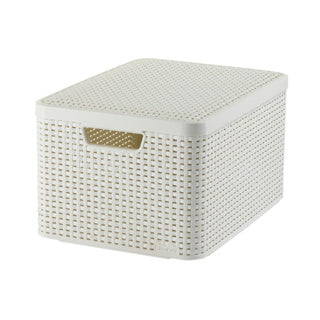 Afbeelding laden in galerijviewer, Curver style opbergmand met deksel 30l wit