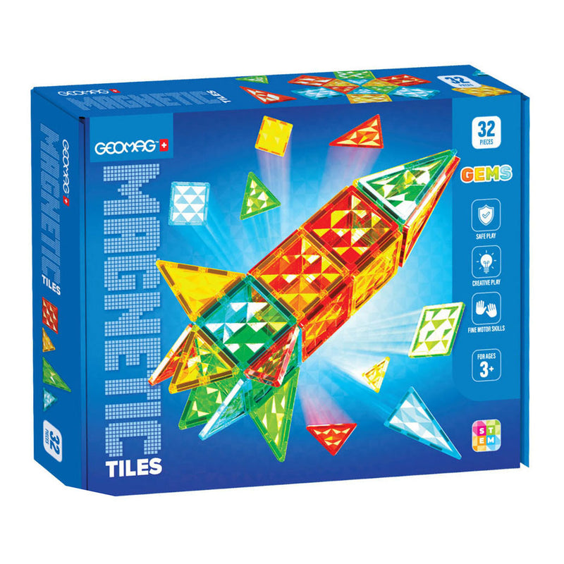 Afbeelding laden in galerijviewer, Geomag magnetische tegels edelstenen raket set - 32dlg.