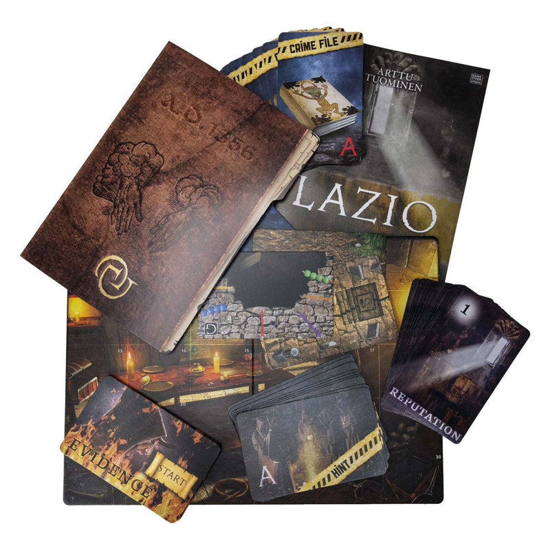 Afbeelding laden in galerijviewer, Tactic crime scene lazio 1356 – bordspel – misdaadspel – historisch mysterie in een klooster – diepgaand onderzoek en deductie – crime scene serie – game storm studio -1 of meer spelers – vanaf 18 jaar