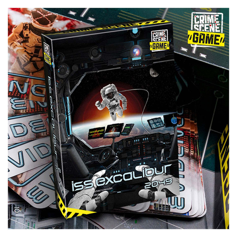 Afbeelding laden in galerijviewer, Tactic crime scene iss excalibur 2049 – bordspel – misdaadspel – futuristisch mysterie in de ruimte – diepgaand onderzoek en deductie – crime scene serie – game storm studio – 1 of meer spelers – vanaf 18 jaar