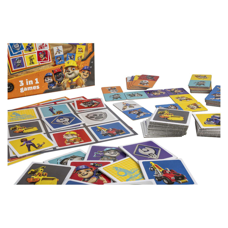 Afbeelding laden in galerijviewer, Tactic paw patrol rubble crew 3-in-1 spellenverzameling – kaartspel – lotto – domino – memo – kinderspel vanaf 4 jaar