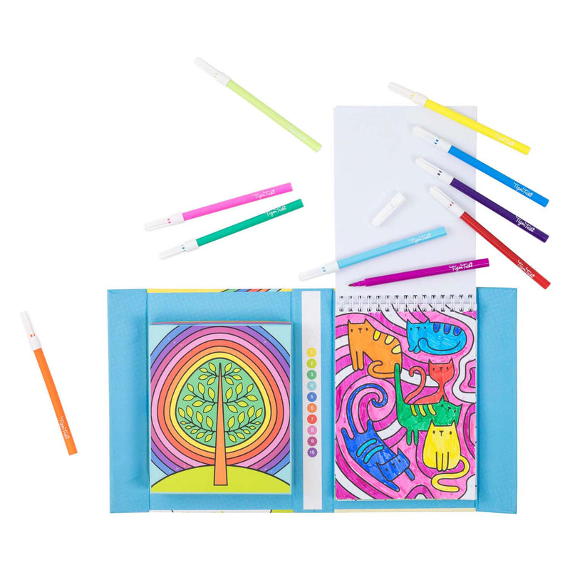 Afbeelding laden in galerijviewer, Tiger tribe kleurboek kleuren op nummer incl. stiften - regenboog tuin