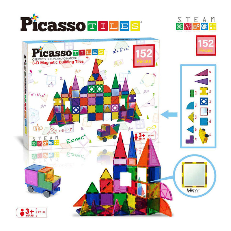 Afbeelding laden in galerijviewer, Picasso tiles tactic - constructiespeelgoed - magnetic tiles - magnetische tegels - blocks and mirrors set - stem speelgoed - creatief bouwspeelgoed - 152 delig - vanaf 3 jaar