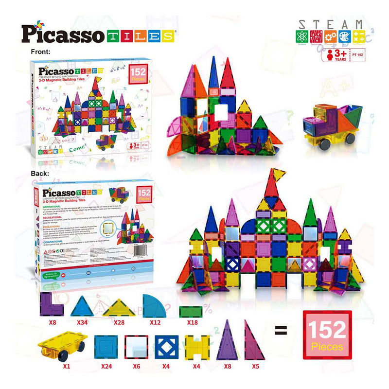 Afbeelding laden in galerijviewer, Picasso tiles tactic - constructiespeelgoed - magnetic tiles - magnetische tegels - blocks and mirrors set - stem speelgoed - creatief bouwspeelgoed - 152 delig - vanaf 3 jaar