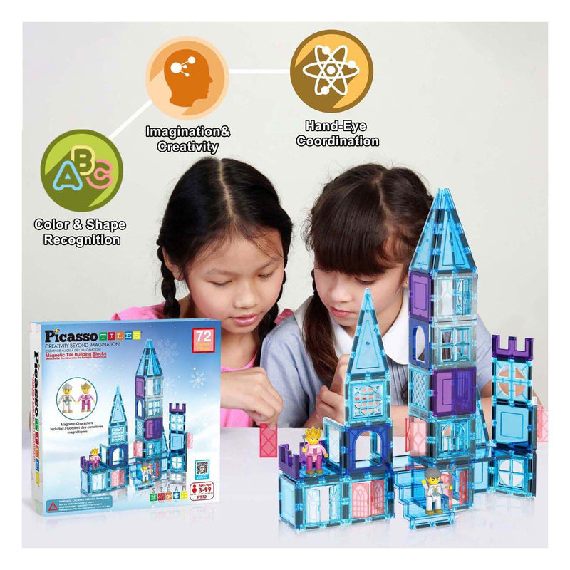 Afbeelding laden in galerijviewer, Picasso tiles tactic - constructiespeelgoed - magnetic tiles - magnetische tegels - winter thema - stem speelgoed - creatief bouwspeelgoed - 72-delig - vanaf 3 jaar
