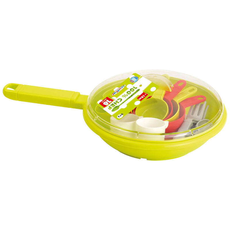 Afbeelding laden in galerijviewer, Ecoffier pan met eetset - 18 delig - 32 cm