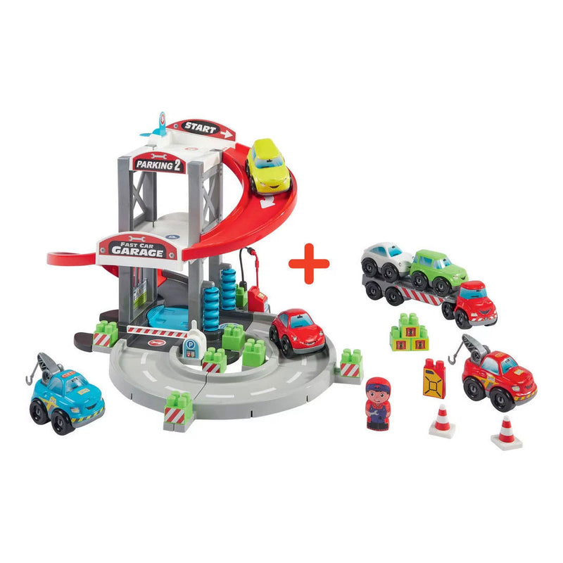 Afbeelding laden in galerijviewer, Abrick ecoiffier garage met transporter en auto's