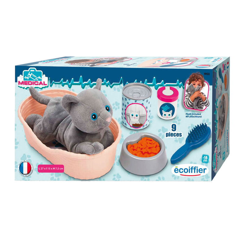 Afbeelding laden in galerijviewer, Écoiffier ecoiffier medical knuffel kat met kattenmand speelset - 9dlg.