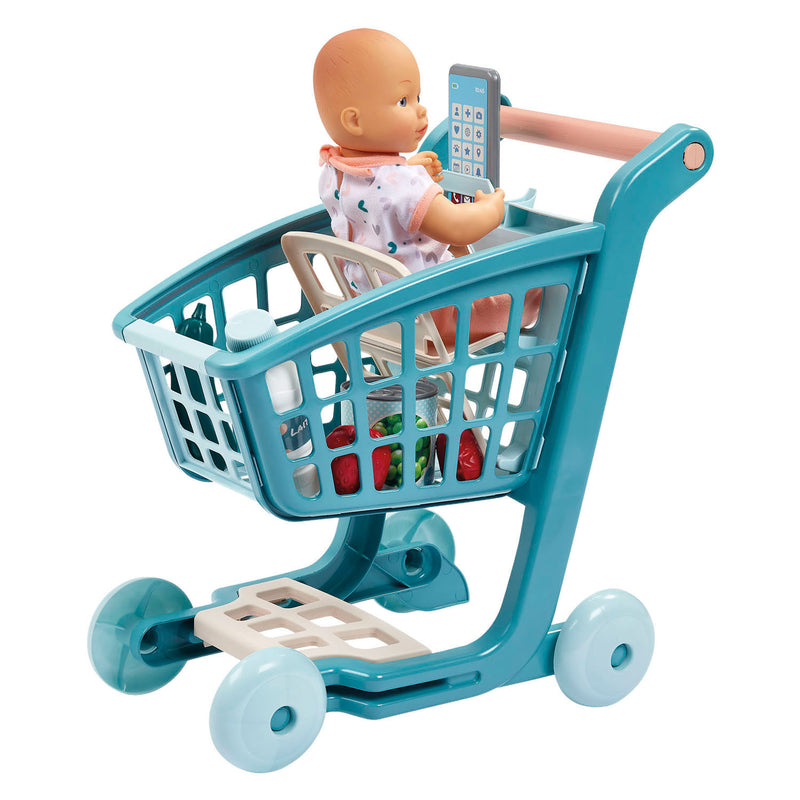 Afbeelding laden in galerijviewer, Ecoiffier vert azur gevulde winkelwagen met babypop - 8dlg.