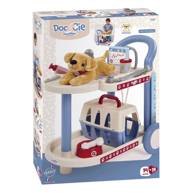 Afbeelding laden in galerijviewer, Ecoiffier doc cie dierenartsen trolley met hond - 14dlg.