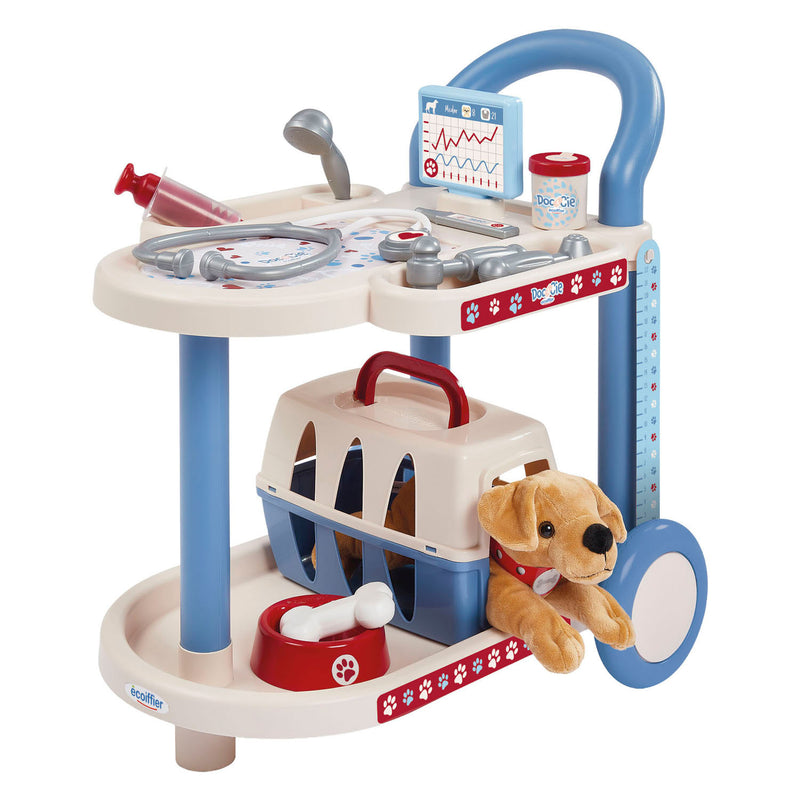 Afbeelding laden in galerijviewer, Ecoiffier doc cie dierenartsen trolley met hond - 14dlg.