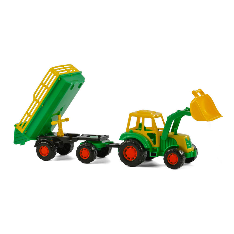 Afbeelding laden in galerijviewer, Cavallino tractor met voorlader en aanhanger groen