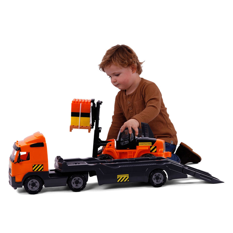 Load image into Gallery viewer, Cavallino vrachtwagen met trailer en vorkheftruck, schaal 1:16