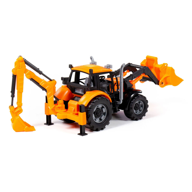Load image into Gallery viewer, Cavallino tractor met lader en graafmachine geel, schaal 1:32