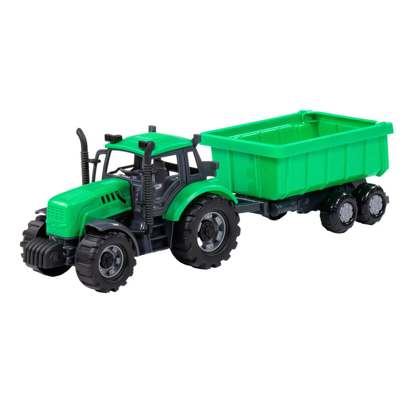 Load image into Gallery viewer, Cavallino tractor met kiepwagen aanhangwagen groen, schaal 1:32