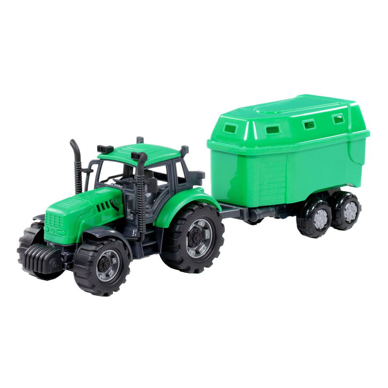 Load image into Gallery viewer, Cavallino tractor met paardentrailer groen, schaal 1:32