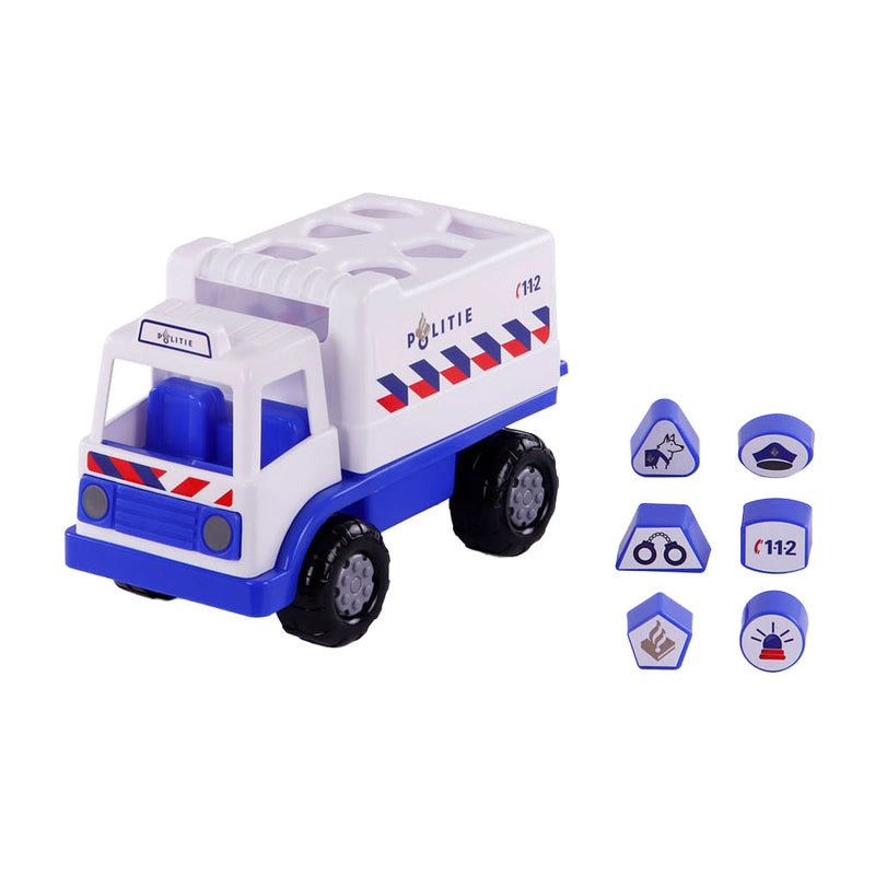 Load image into Gallery viewer, Cavallino politievrachtwagen vormenstoof met 6 blokken, 26cm