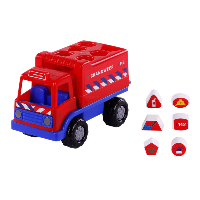 Load image into Gallery viewer, Cavallino brandweervrachtwagen vormenstoof met 6 blokken, 26cm