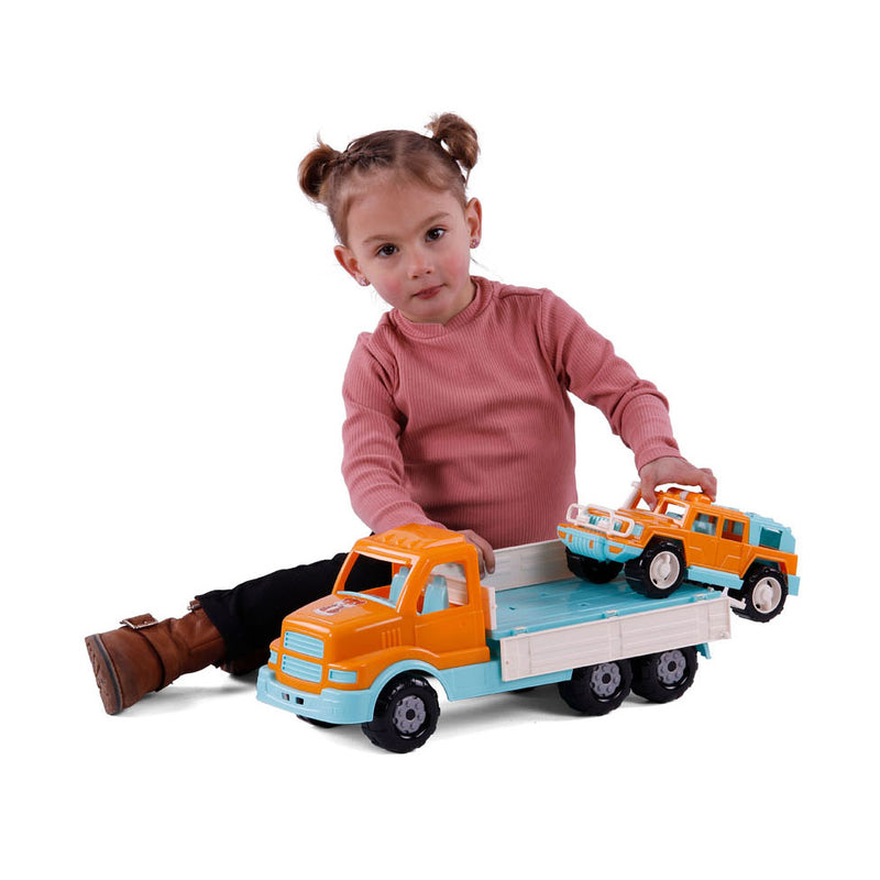 Afbeelding laden in galerijviewer, Cavallino xl torpedo vrachtwagen met survival jeep oranje, 44,5cm