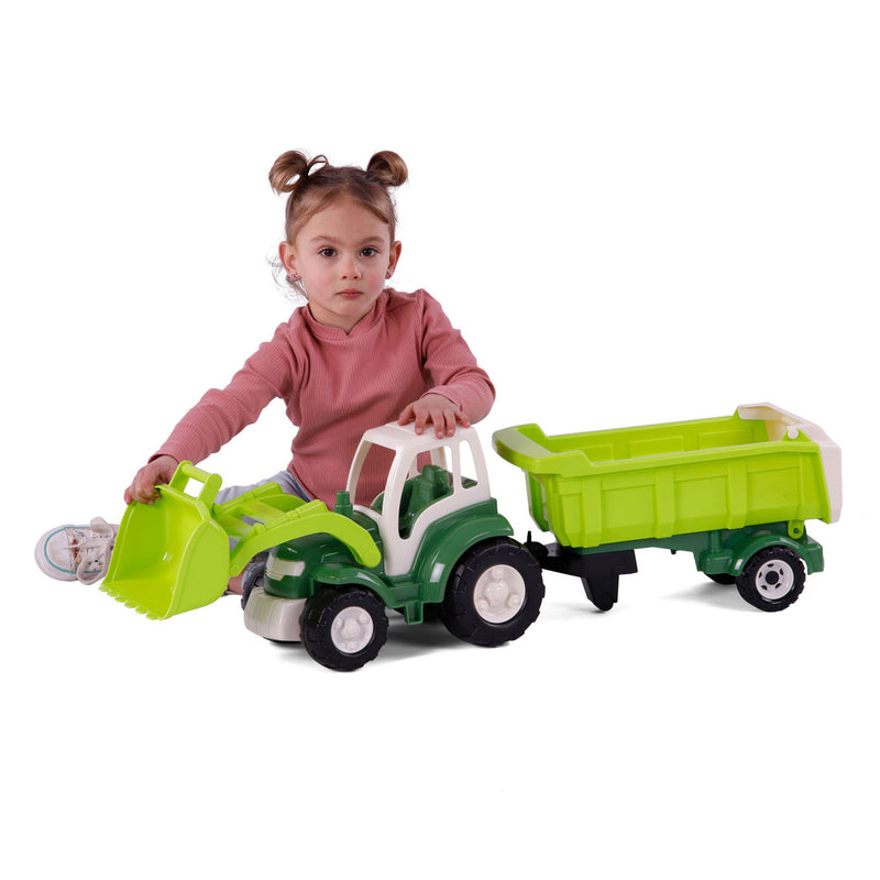 Afbeelding laden in galerijviewer, Cavallino xl tractor groen met kiep aanhangwagen, 86,5cm