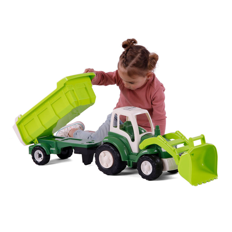 Afbeelding laden in galerijviewer, Cavallino xl tractor groen met kiep aanhangwagen, 86,5cm