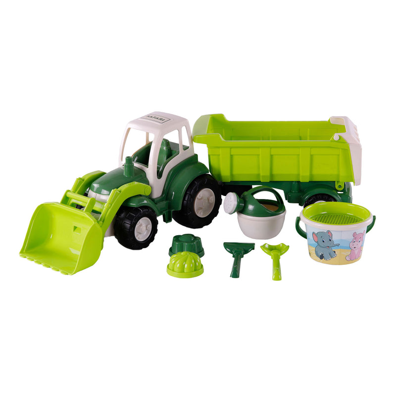 Afbeelding laden in galerijviewer, Cavallino xl tractor groen met kiep- aanhangwagen en emmerset, 9dlg.