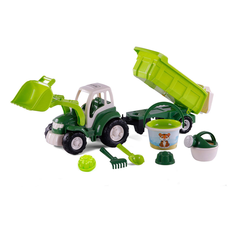 Afbeelding laden in galerijviewer, Cavallino xl tractor groen met kiep- aanhangwagen en emmerset, 9dlg.