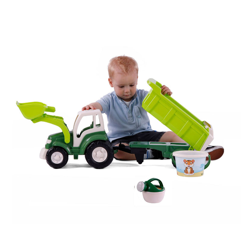 Afbeelding laden in galerijviewer, Cavallino xl tractor groen met kiep- aanhangwagen en emmerset, 9dlg.