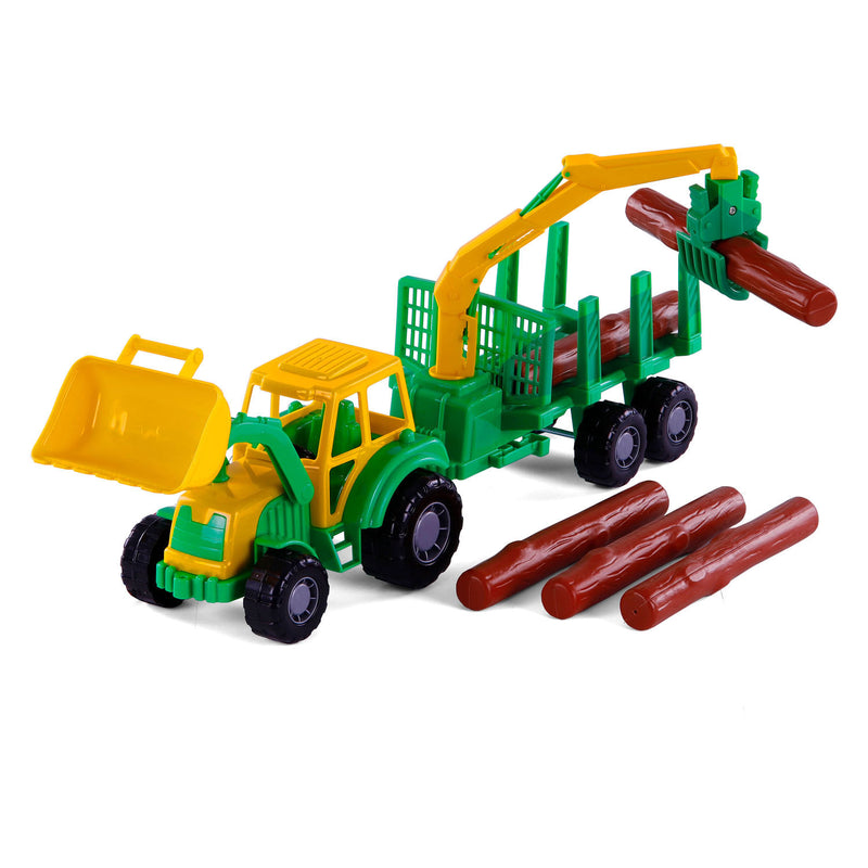 ギャラリービューアに画像をロードする, Cavallino junior tractor met kraan aanhangwagen en hout, 46cm