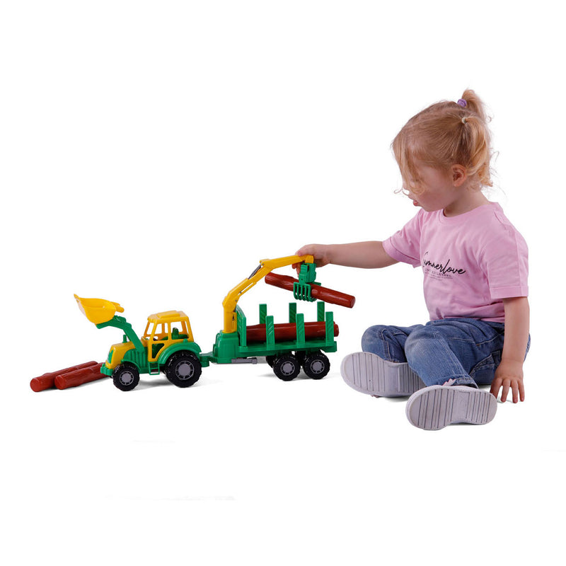 ギャラリービューアに画像をロードする, Cavallino junior tractor met kraan aanhangwagen en hout, 46cm