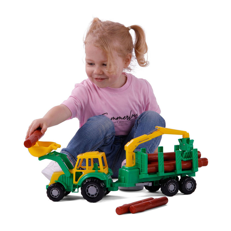 ギャラリービューアに画像をロードする, Cavallino junior tractor met kraan aanhangwagen en hout, 46cm