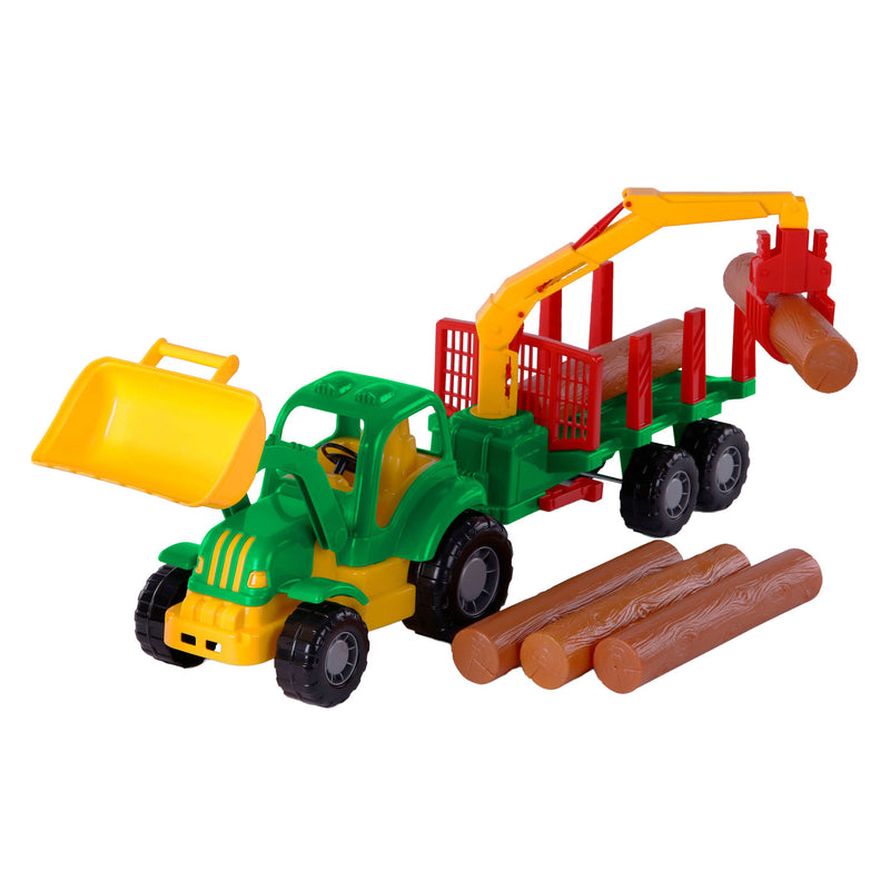 Chargez l'image dans la visionneuse de la galerie, Cavallino klassieke tractor met aanhangwagen en hout, 61cm